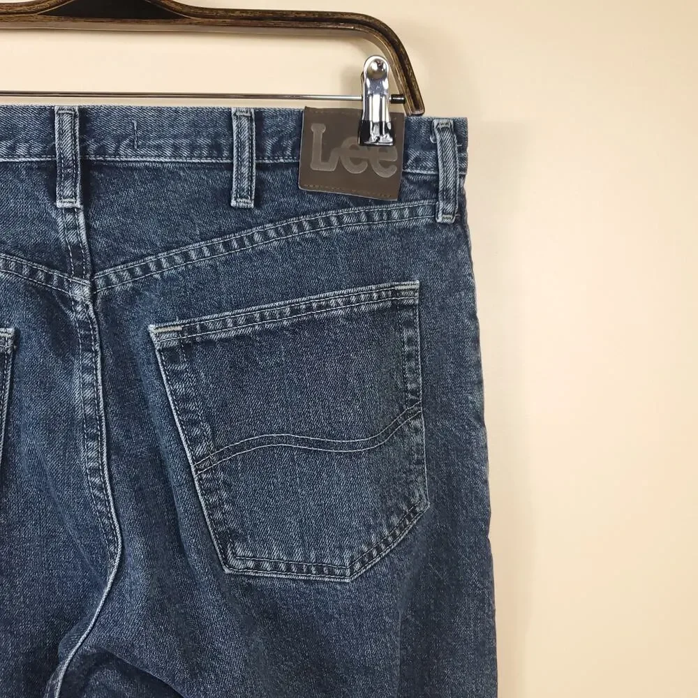 LEE Dark Wash Regular Fit Straight Leg Jeans Size 34x30